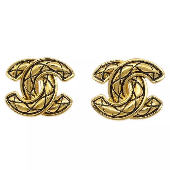 Chanel Gold CC Earrings Clip-On - Picture 1 of 8